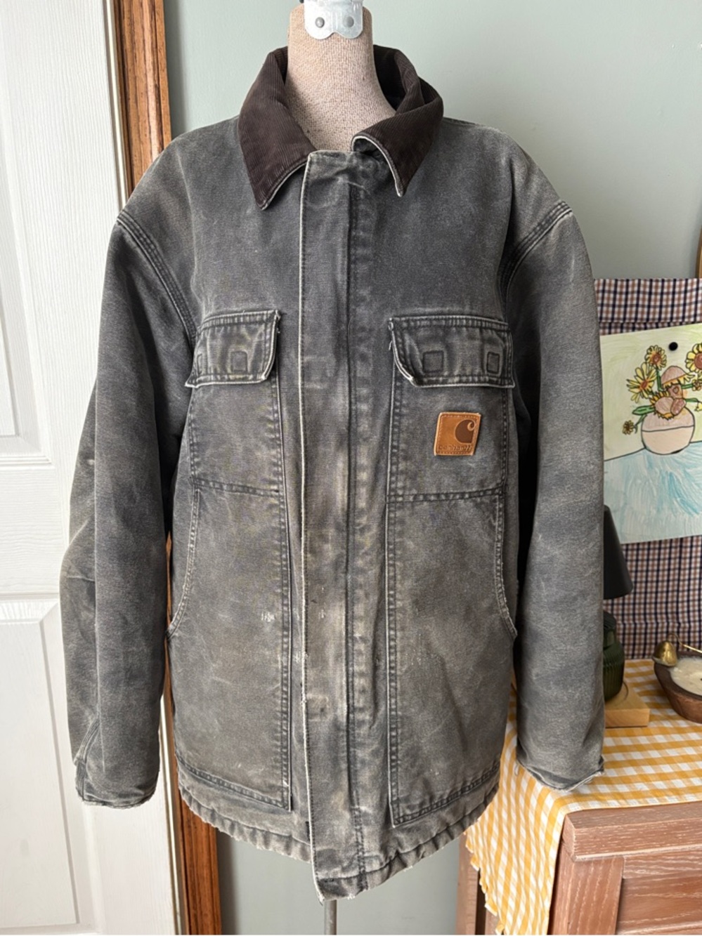 Carhartt black Canvas Field Jacket with Corduroy Collar